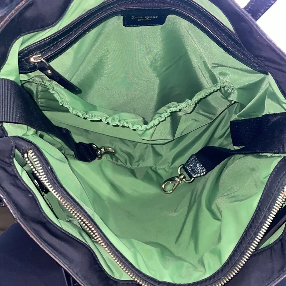 Kate Spade black quilted leather trim diaper bag